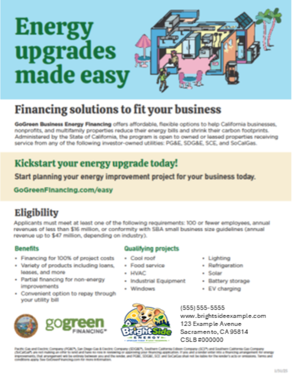 GoGreen Business co-branded flyer example
